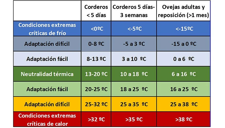 Confort térmico de los lechazos